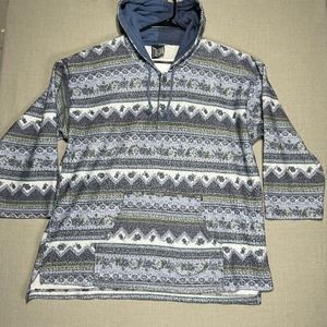 Vintage Italian Club Sweater Men’s L/XL Blue Buttons Made in USA Tribal Pattern
